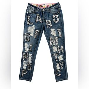 LALABOBO Sequined 5-Pocket Skinny Jeans Blue 155/64A Women Size 24 WAIST 28.